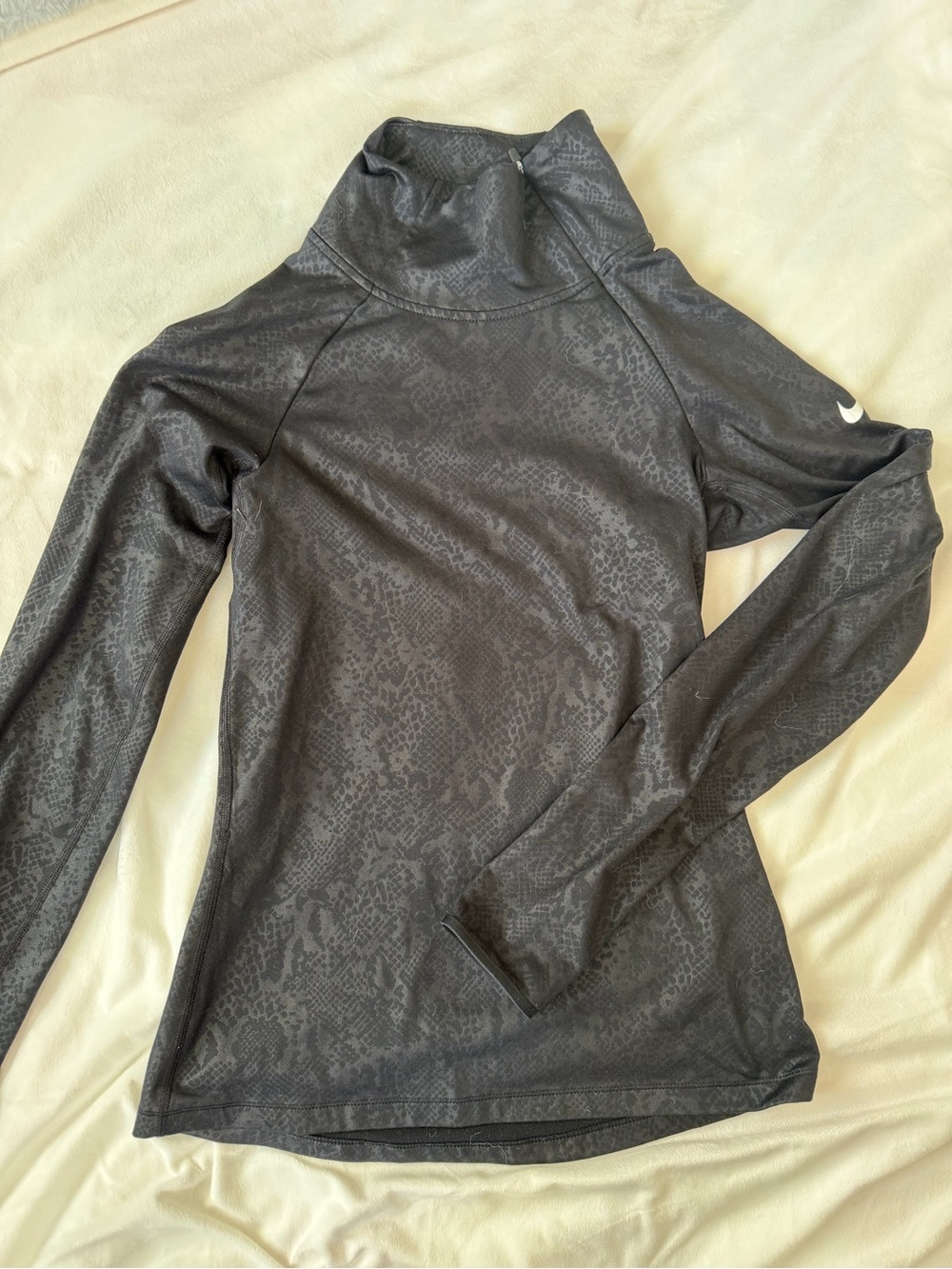 Nike Women's Dark Gray Mock Neck Long Sleeve Top